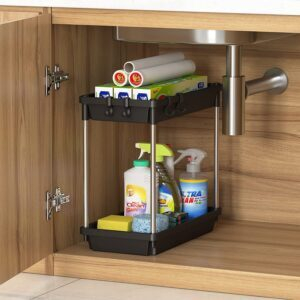 Lifewit Multi-purpose 2-Tier Shelf Rack with Hooks – $18.19 – Clip Coupon – (was $25.99)