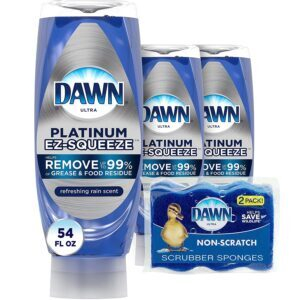 3-Pack Dawn Dish Soap EZ-Squeeze Platinum Dishwashing Liquid + 2 Non-Scratch Sponges – Price Drop – $13.32 (was $18.29)