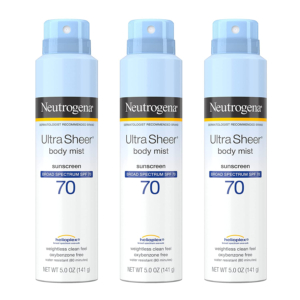 3-Pack Neutrogena Ultra Sheer Body Mist SPF 70 Sunscreen Spray – Price Drop – $16.56 (was $21.48)