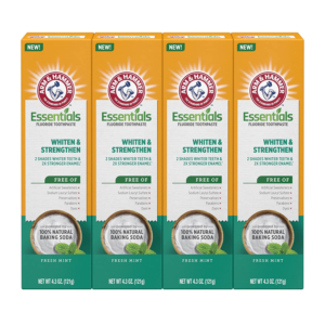 4-Pack ARM and HAMMER Essentials Whiten and Strengthen Fluoride Toothpaste – Price Drop + Clip Coupon – $9.56 (was $19.99)