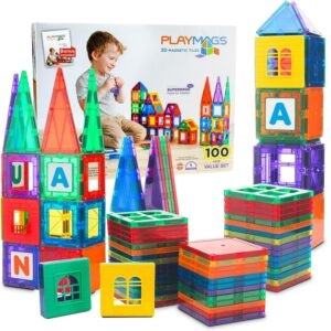 Playmags 100-Piece Magnetic Tiles Building Blocks Set – Price Drop + Coupon Code 9QNFKTZZ – $29.65 (was $54.98)