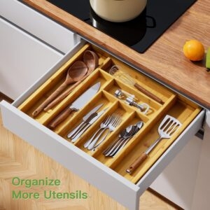 Pipishell Bamboo Expandable Drawer Organizer – Clip Coupon + Coupon Code 302L4QZX – $14.99 (was $29.98)