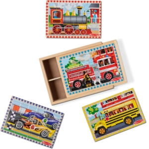 Melissa and Doug Vehicles 4-in-1 Wooden Jigsaw Puzzles – Price Drop – $10.49 (was $15.99)