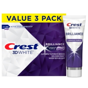 3-Pack Crest 3D White Brilliance Luminous Purple Teeth Whitening Toothpaste – $14.97 – Clip Coupon – (was $26.91)