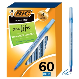 60-Count BIC Round Stic Xtra Life Blue Ballpoint Pens – Price Drop – $4.99 (was $6.98)