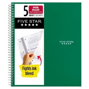 Five Star Spiral Notebook (Wide Ruled, 200 Sheets) – Price Drop – $6.98 (was $9.36)