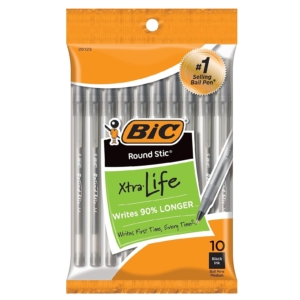 10-Count BIC Round Stic Xtra Life Ballpoint Pens – $0.90 – Clip Coupon – (was $1.29)